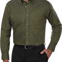 Van Heusen Men's Dress Shirt Regular Fit Oxford Solid (17.5"-18" Neck 34"-35" Sleeve, Dark Green)