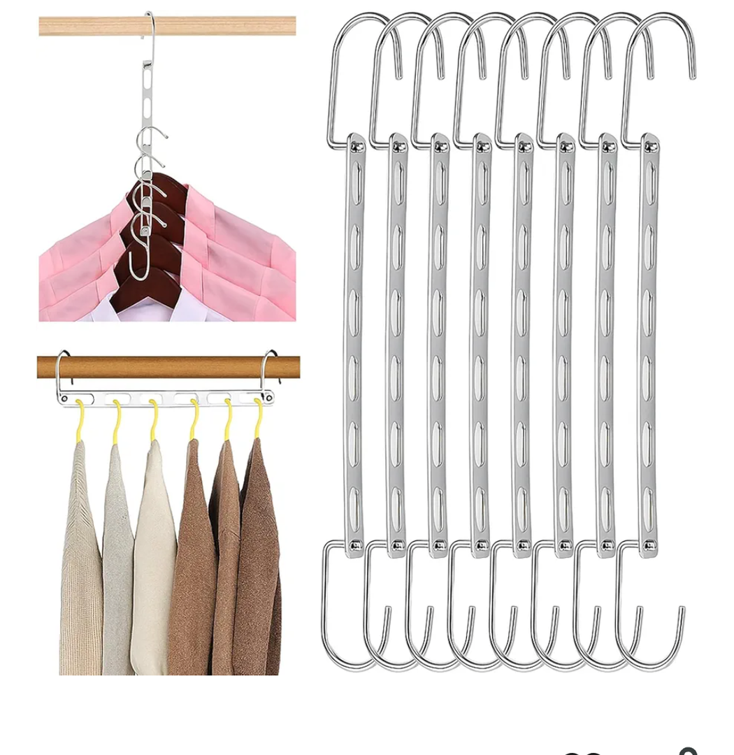 8 Pack Space Saving Metal Collapsible Hangers for Heavy Clothes, Closet Space Savers Metal Hanger Organizer for Dorm, Room Essentials Storage