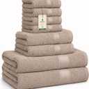 Luxe Set Washcloths (12 x 12 in), Hand Towels (16 x 28 in) & Bath Towels (27 x 54 in) 100% Cotton, Soft, Absorbent, Easy Care, Versatile, (Sand/Beige)