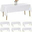 6 Pack Rectangle Tablecloth 60 x 120 Inches White Table Cloth Stain and Wrinkle Resistant Washable Polyester Fabric Table Cover for Party, Wedding and Banquet Decoration