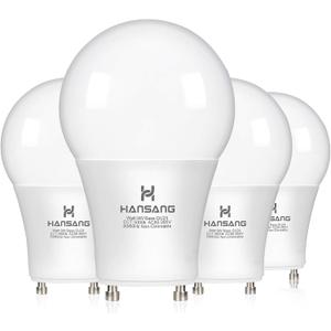 GU24 LED Light Bulb, 5000K Daylight, 60W Equivalent, 900 Lumens CRI 85+, 2 Prong GU24 Light Bulbs A19 Shape, 9W LED Twist and Lock Pin Base with Two Prongs for CFL Replacement, Non-Dimmable 4 Pack