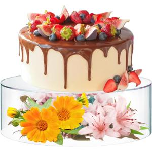 Clear Acrylic Cake Stand, 12 Inch Round Cupcake Display Holder, Dessert Display Stand with Hollow Bottom, Cake Riser for Wedding Birthday Party Christmas