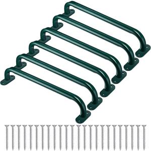 Zonon 6 Pcs Safety Playground Handles Swing Set Metal Monkey Bars Indoor Outdoor Swing Set Accessories Grab Playset Handles Grips Climbing Frame for Play House Jungle(17 Inch,Green)