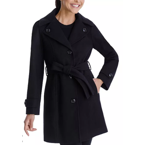 London Fog Single-Breasted Belted Hooded Walker Coat, (XL)