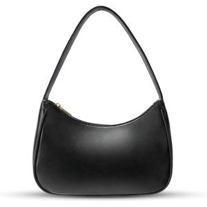 Women's Shoulder Bags, Small Hobo Tote Elegant Clutch Purse with Zipper Closure (Black)