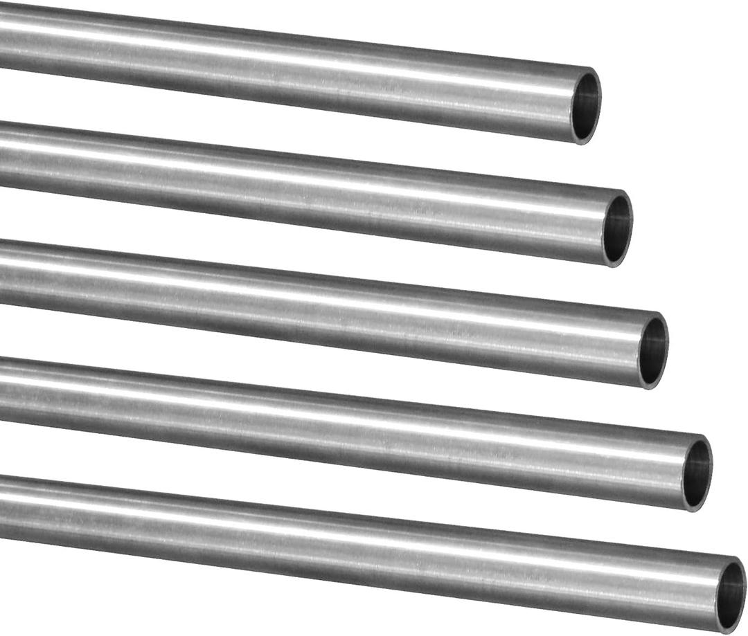 1/4"OD 304 Stainless Steel Tubing, 1mm Wall Thickness, 12 Inch Length Round Metal Tube for Industrial, Automotive, and Plumbing Applications(5 Pack)