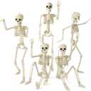 5 Pack Halloween Skeleton Decorations, 15.7" Halloween Full Body Mini Skeleton with Movable Posable Bones,Spooky Skeleton for Halloween Party Decor, Halloween Yard Graveyard Haunted House Props