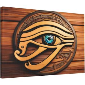 Canvas Wall Decor Art Painting Print, Egyptian Horus Eye Home Decoration Artwork Framed Picture Ready To Hang 12x18 Inches