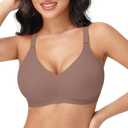PoseFree Wireless Bras for Women No Underwire Full Coverage Supportive Seamless Back Fat Smoothing Padded Push Up Bra Size 2XL