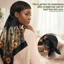 3 Pcs Wrap Hair Net with Scarf, Women Silk Press Head Wrap Netted Scarf 2 in 1 Easy-to-use for Silk Press & Nighttime Care, Styling, Sleep & Shower Cap(Luxury Boho,Beige Yellow Gold)