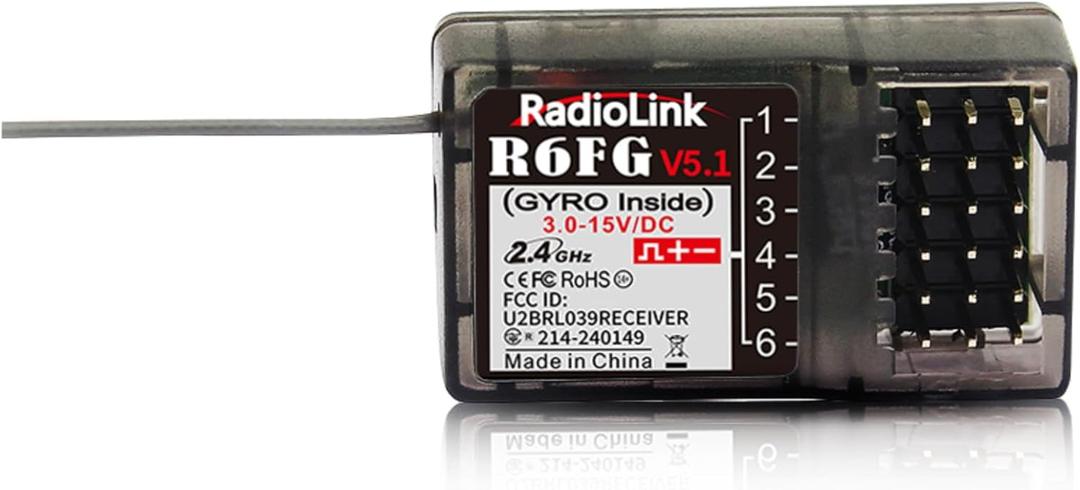 Radiolink R6FG 6 Channels 2.4GHz RC Receiver with Gyro, Surface Long Range Control RX for Vehicle Drifting/Crawler/Truck/Boat Works with Radio Controller RC4GS V3/RC6GS V3/RC8X/T8FB/T8S/T12D/T16D Radiolink R6FG 6 Channels 2.4GHz RC Receiver with Gyro, Surface Long Range Control RX for Vehicle Drifting/Crawler/Truck/Boat Works with Radio Controller RC4GS V3/RC6GS V3/RC8X/T8FB/T8S/T12D/T16D