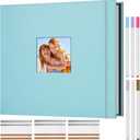 Scrapbook Photo Album, 3 Ring 12"x12" DIY Photo Album, Memory Scrapbook with 50 Sleeves 100 Pages, Perfect for Wedding, Travel, Family,Turquoise Blue