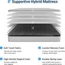 Avenco Twin Mattress 8 Inch in a Box, Medium Plush Twin Size Mattresses with Spring Smarts Coil Hybrid Colchones for Pressure Relief, CertiPUR-US Certified
