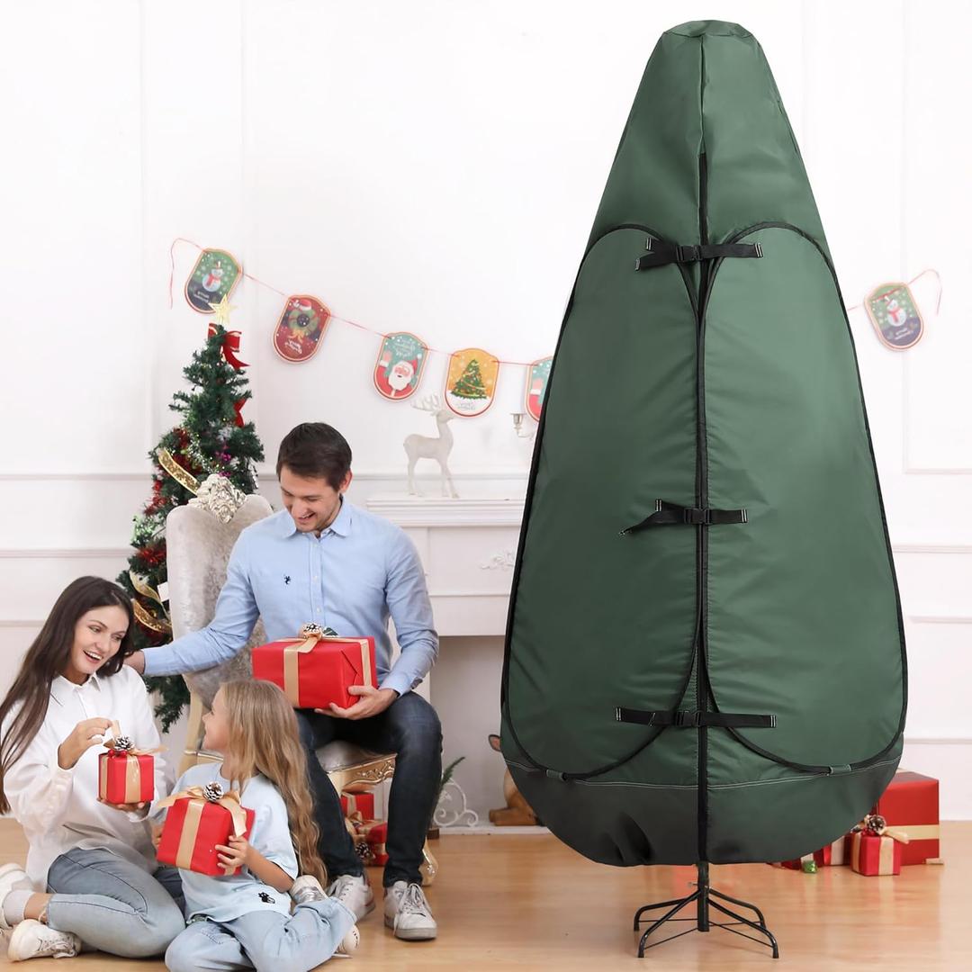 Christmas Tree Bag 9 Ft Large Christmas Tree Storage Bag 9 Foot Tree, Christmas Tree Cover For Upright Storage with Reinforced Handles (Green)