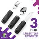 Mars Wellness Weighted Utensils Set - 3-Piece Heavy Duty, Stainless Steel Fork, Knife, and Spoon Adaptive Utensils Enhanced Stability While Eating for Elderly, Hand Tremors and Parkinson's Patients