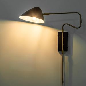 Modern Plug in Wall Sconces, Black Swing Arm Wall Lights with ON/Off Switch Cord for Bedroom Living Room