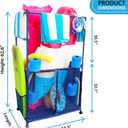 Pool Equipment Holder with Towel Drying Bars, Mesh Rolling Multi Use Storage Organizer Bin, Large Towel Hanger (25" L x 34.5" W x 62.6" H), Blue
