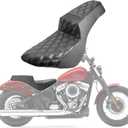 Two-up Seat for Street Bob 2018-later,One-Piece Seat,Driver&Passenger Seat for Harley Softail Standard 2020-2026,(Black Diamond Stitch)