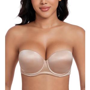 DotVol Women's Multiway Push Up Convertible Underwire Strapless Bra Thick Padded Everyday Bra (38C, Beige)