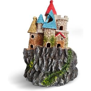 Fish Tank Castle Aquarium Decor Large Resin Aquarium Ornaments for Aquarium Decorations, Safe Hideout Cave for Small Fish & Shrimp, Fairy Tale Fish Tank Accessories for Aquascape & Gifts, Castle B