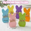 Easter Bunny Decorations,6 Pcs Big Size Pre-Tied Easter Wooden Bunnies Dcor 5.9" x 3.2" Spring Rabbit Peeps Bunny Decor for Home Table Office Tray Easter Basket Gifts Stuff Party Supplies