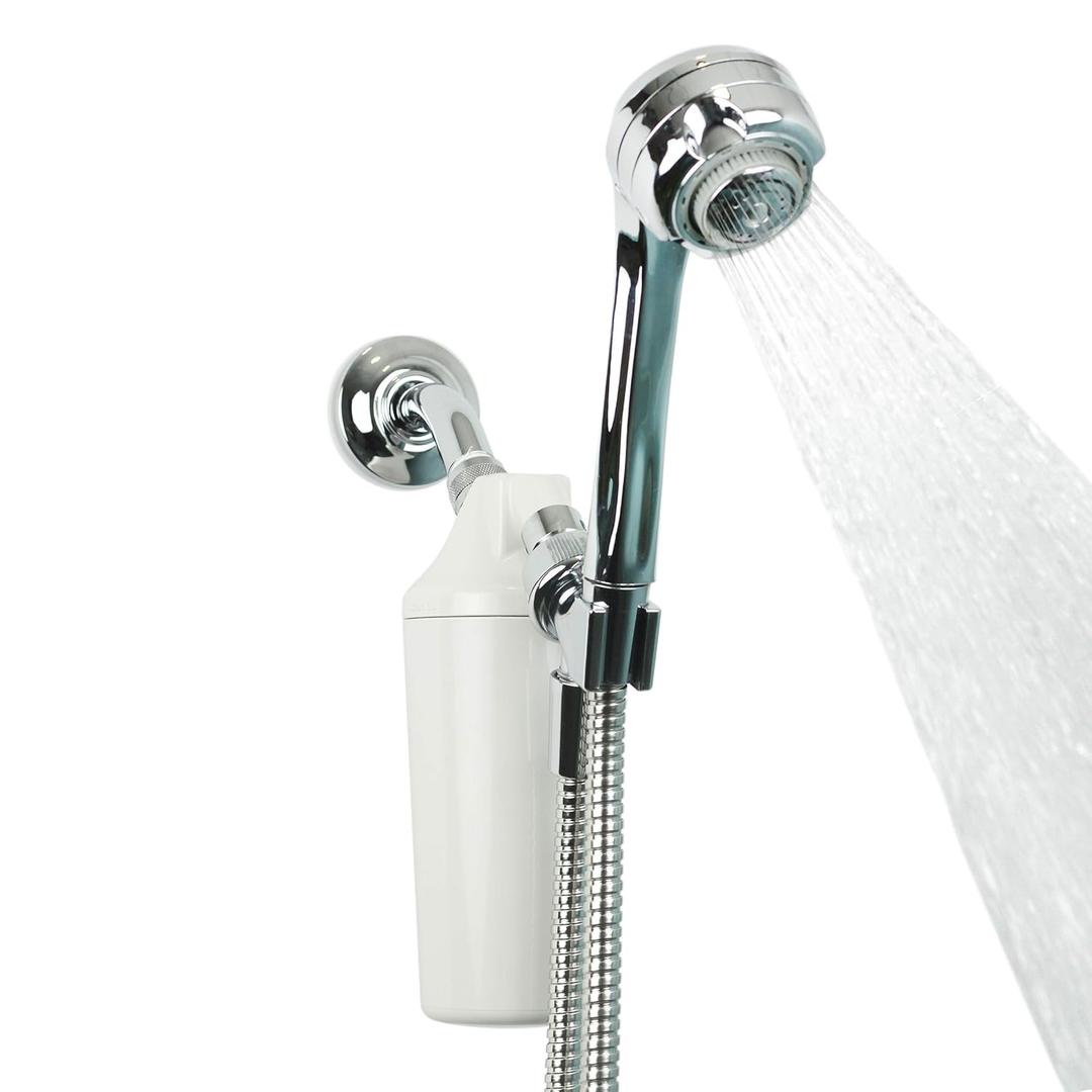 Aquasana Shower Filter | Dermatologist-recommended for softer, healthier skin & hair | Proven to reduce 90% of chlorine for 6 months | High pressure | Chrome wand shower head | AQ-4105CHR (Max Flow (2.5 GPM))