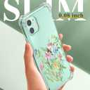 GVIEWIN for iPhone 11 Case Floral, with Screen Protector&Camera Lens Protector,[Non Yellowing] Soft Shockproof Clear Phone Protective Cover for Women, Flower Pattern Design 6.1"(Bloomcore/Green)