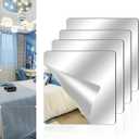 4 Pack Acrylic Mirrors for Wall,10" x 10" Self Adhesive Frameless Small Mirror Tiles, Flexible Plastic Mirror Sheets for Home Wall Decor Bedroom Gym DIY (4, 10"x 10")