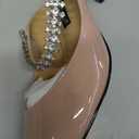 JiaBinji Women High Heels Sandals Mules Rhinestone Strap 2 inches Stiletto Pointed Toe Slip On Sandals Handmade Backless Summer Bridal Dress Shoes US Size 9.5 Nude