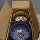 glowworm Cereal Bowls Set of 6, 26 Oz Ceramic Soup Bowls for Kitchen, Colorful Cereal Bowls for Rice, Oatmeal, Fruit, Ice Cream, Dessert, Dishwasher & Microwave safe, Bohemian