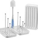 Travel Baby Bottle Drying Rack, Airplane Essentials Cleaning kit Organizer | Bottle Brush Cleaner, Drying Rack Compact, Large Capacity (Blue)