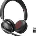 Wireless Headset with Mic for Work, Bluetooth 5.3 Headset with AI Noise Cancelling Mic, Wireless Headphones with Mic& USB Dongle, 65H Battery, Comfort Fit for PC/iPhone/Android/Call Center