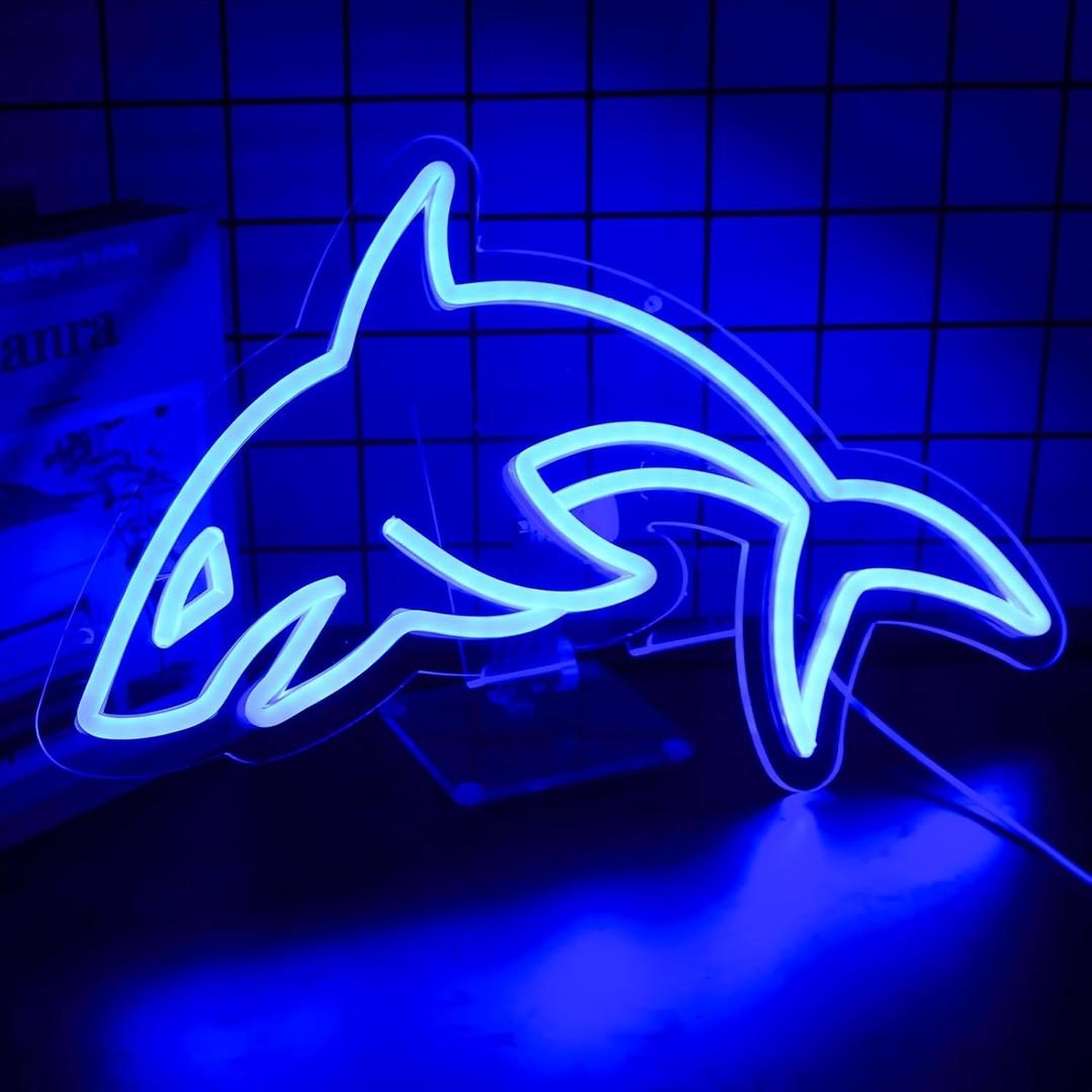 Shark Neon Signs for Wall DecorLed Neon Light for Live Room, Bedroom, Christmas Birthday Party Gift