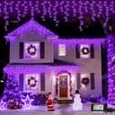 YEGUO 66ft 800 LED Purple Icicle Christmas Lights Outdoor Waterproof, 160 Drops Icicle Light Connectable, 8 Modes Christmas Lights with Memory Timer
