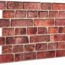 3D Faux Brick Wall Panels 37.8 x 18.9 - 10 Sheets, Covers 4.6 sqm / 49.6 sq ft - Decorative Artificial PVC Wall Panels for Cladding - Kitchen, Living Room, Bedroom, Office - Deep Red Brick