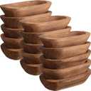 Amyhill 15 Pcs Wood Dough Bowl Bulk- 9.5 Inch Rustic Vintage Hand Carved Paulownia Wooden Candles Decoration Bowls for Home Bread Making DIY Craft(Brown)