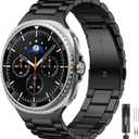 Lerobo Stainless Steel Band Compatible with Samsung Galaxy Watch 8 7 6 5 4 FE 40mm 44mm 45mm/Galaxy Watch 8 Classic 6 4 Classic 43mm 47mm 42mm 46mm, 20mm Metal Replacement Band for Men Women (Black)