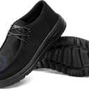 Furuian Steel Toe Shoes for Men Low-top Safety Work Shoes for Men Lightweight Steel Toe Sneakers Comfortable Canvas Work Loafers Zapatos De Trabajo para Hombres (10.5, Composite Toe All Black)