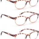 Reading Glasses Women Cute Small Round Readers +2.25 for Small Head/Petite Face,Tortoiseshell Lightweight Cheaters Reading Glasses w/Comfortable Spring Hinges 3 Pack