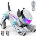 SIMREX Robot Dog Toys for Kids  Smart Interactive Robot Puppy with Bluetooth,Touch Sensor, Dance Tricks, LED Eyes, 2 Rechargeable Batterys, Gift for Kids Boys and Girls(Gray)