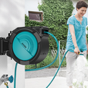AYURA Retractable Garden Hose Reel, 5/8 inch x 66 ft Water Hose Reel Wall Mounted, UV Resistant Double Shell, Any Length Lock, Slow Auto-Rewind, 180°Swivel Bracket, 10 Pattern Nozzle