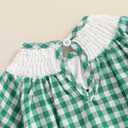 Newborn Baby Girl Smocked Thanksgiving Outfit Infant Plaid Bubble Romper Embroidery Turkey Fall Clothes (2-3T, Green Santa)