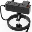 Desk Clamp Power Strip, Desktop Edge Mount Charging Station with 9 AC Outlets 4 USB (2 USB C), Fit 2.75" Tabletop, Under Desk Surge Protector 1700J, 10 Ft Extension Cord for Home Office, Black