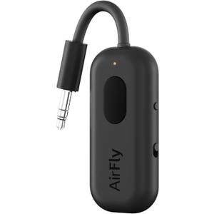 Twelve South AirFly Pro | Bluetooth Wireless Transmitter/Receiver Adapter for 2 Headphones, Audio Sharing, Compatible with 3.5mm aux Jack for Airplanes, TV, Gym, Stereo, Travel, 25+ Hr Battery, Black