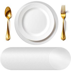Mototo 120PCS Disposable Silver Charger Plates 11.5" Paper Placemats Doilies Round Paper Placemats Dinner Charger Plates Bulk Table Mats Guest Dinnerware Set for Christmas Wedding Restaurants Party
