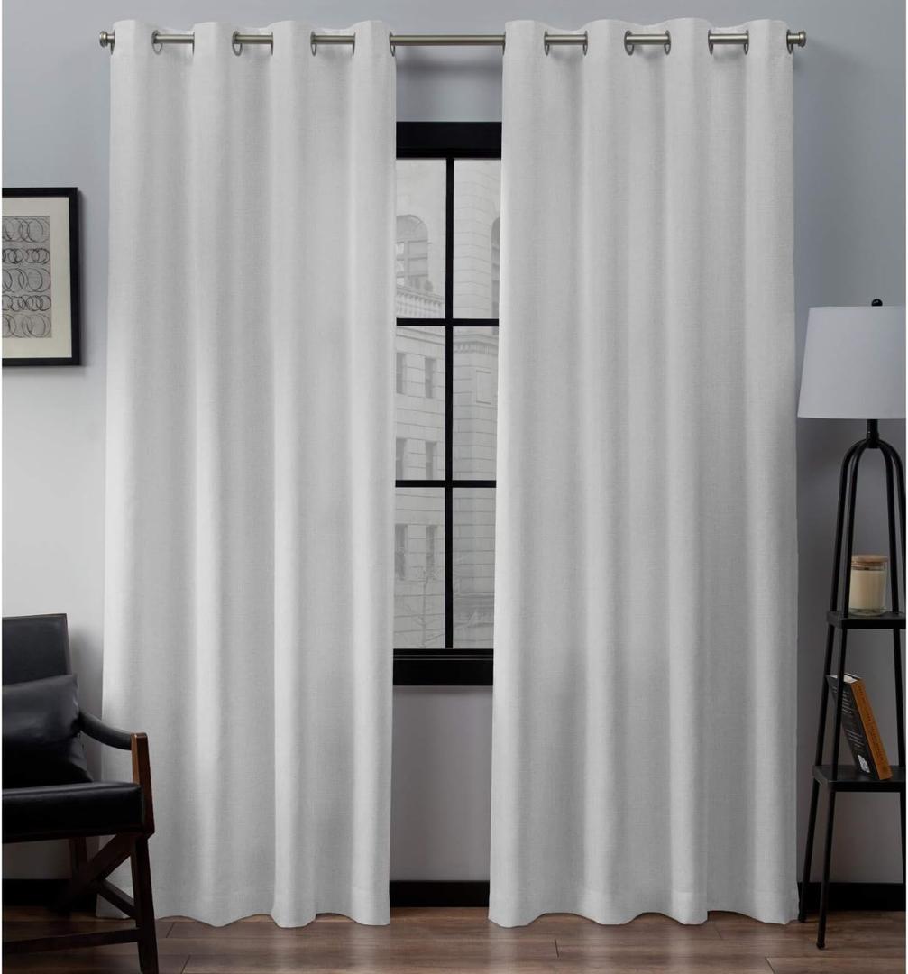 Exclusive Home Loha Linen Grommet Top Curtain Panel Pair, 54"x96", Winter White