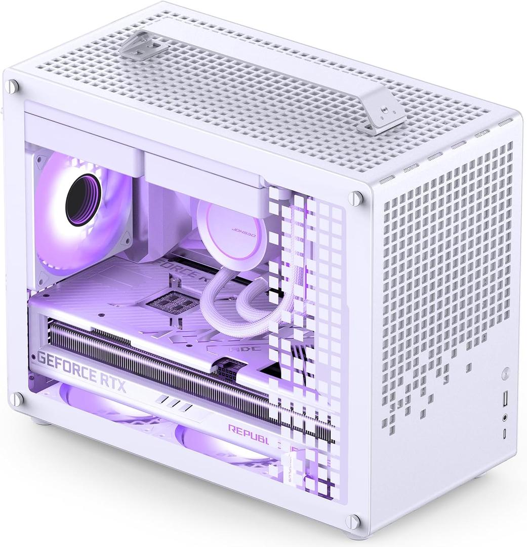 JONSBO/JONSPLUS Z20 White Micro-ATX Mini Tower Pc Case,with Detachable Carrying Handle, Mini Size, High-Performance Hardware Compatible, Support 240AIO, H160mm Cooler, White