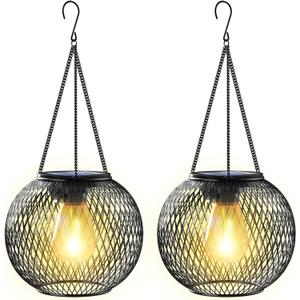 Solar Lantern Outdoor Waterproof, KagoLing Upgraded Hanging Solar Lights Outdoor Garden Decorations Decorative Lighting Solar Powered Waterproof Tree Lantern for Garden Yard Patio Pathway, 2 Pack