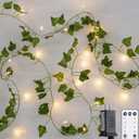 JMEXSUSS 100 LED Vines with Lights Plug in, Ivy Vines with Fairy Lights with Remote, 33 FT Leaf String Lights Waterproof for Room Bedroom Wall Fireplace Christmas Decoration（Warm White）