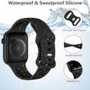 2 x Sport Band Compatible with Apple Watch Band 44mm 45mm 46mm 40mm 42mm 38mm 41mm 49mm, Soft Silicone Waterproof Replacement Strap for iWatch Watch Series 11 10 9 8 7 6 5 4 3 2 1 SE Ultra Women Men (Speckle Black)